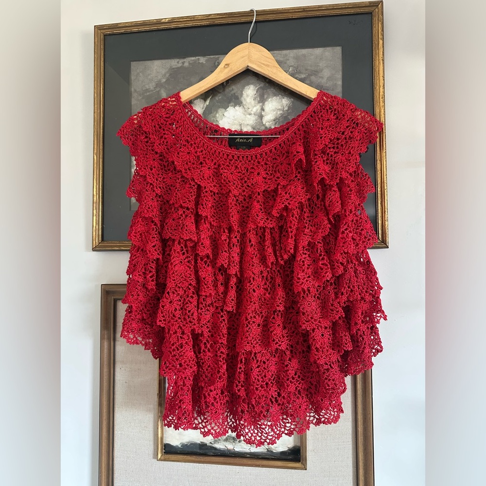 ANIA A Red Embroidered Tunic sz L